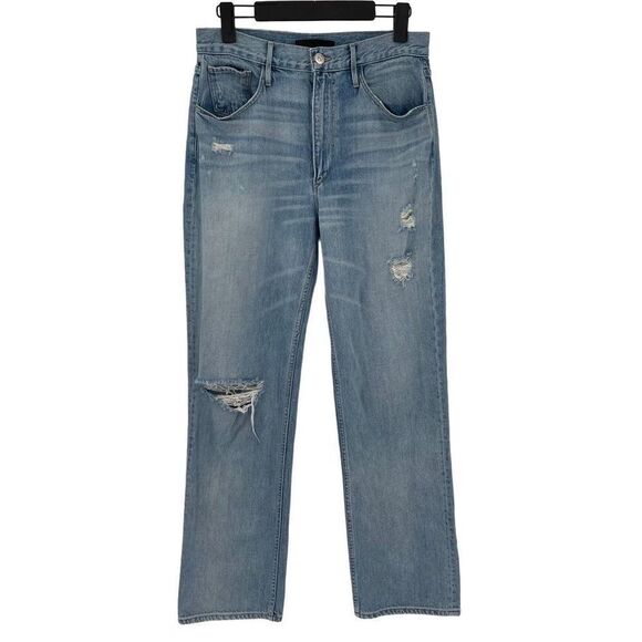 3x1 NYC Addie High Rise Straight Loose Fit Rip Jeans Perrin Women 26 Light Wash - Picture 2 of 9